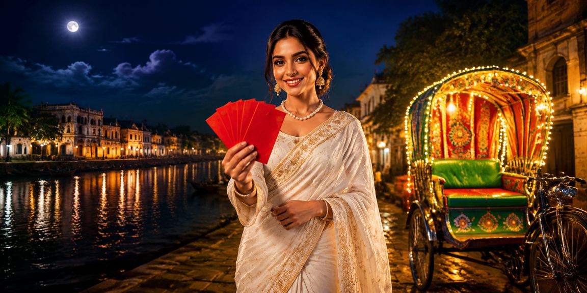 ঢাকায় রিকশার পাশে লাল খাম বোনাস ভাউচার নিয়ে একজন ব্যবহারকারী